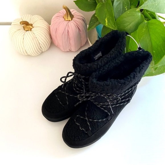 Old Navy | Faux Fur Suede Lined Sherpa Boots Blackjack Black Winter New Size 7 - Picture 7 of 13